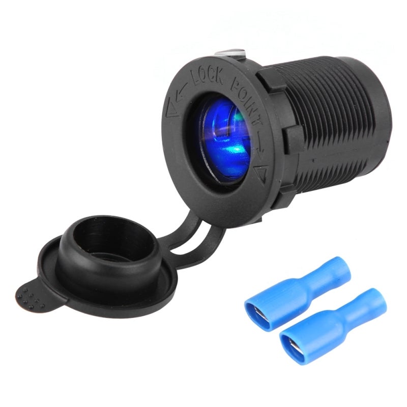 12V Cigarette Lighter Socket with Waterproof Cover - Exquisite Assembly for Vehicle Boat GPS Mobile Phone Power Supply - Image 1