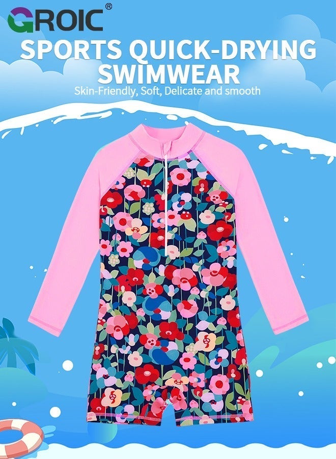 GROIC Kid Swimsuit, One Piece Rash Guard Water Sport Short Swimsuit UPF 50+ Sun Protection Bathing Suits with Zipper, for Swimming Training or Activities - Image 2