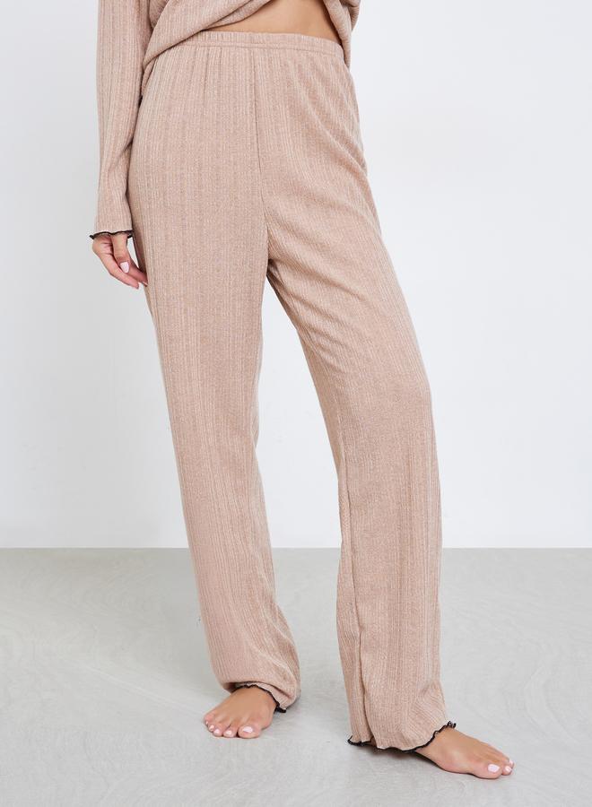 Styli Rib Flounce Tie Detail T-Shirt and Pyjama Set - Image 5