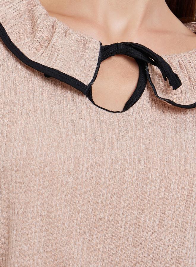 Styli Rib Flounce Tie Detail T-Shirt and Pyjama Set - Image 4