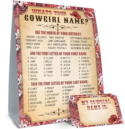 BirtDerr Cowgirl Birthday Party DecorationWestern Party DecorationsCowgirl Birthday Party Sign for Girls Cowgiel Birthday Decoration Kids Cowgirl Activity Cards Cowgirl Activity Decoration Supplies - Image 1