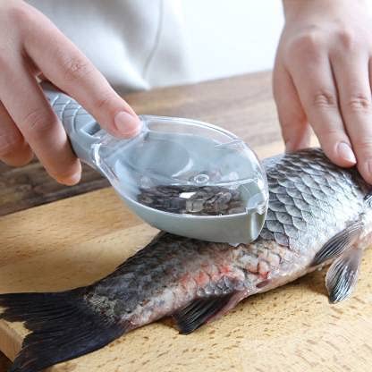 Fish Scale Scraper,Fish Scaler Sawtooth Scale Descaler Scraper Cleaner Fish Scales Brush Shaver Remover Scale Knife Peeler Skin Peeler Fish Tools Kitchen Gadget Fish Scaler (Pack of 1)  - Image 1