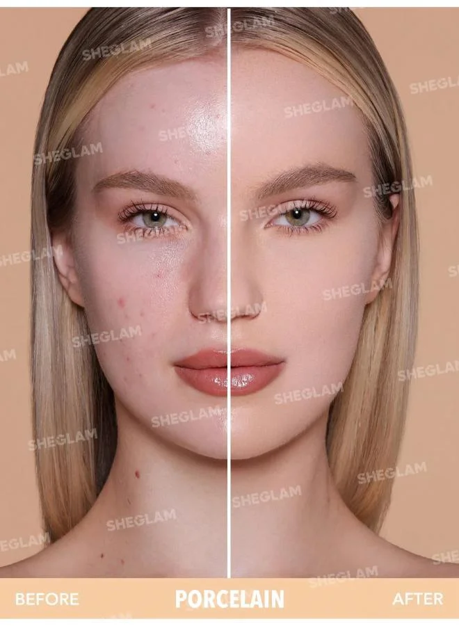 شيجلام Skin-Focus High Coverage Powder Foundation-Porcelain