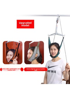 Home Cervical Traction Device Neck Pain TherapyHook type cervical traction frame upgraded comfortable brown flannel sling Hook type cervical traction frame upgraded comfortable brown flannel sling