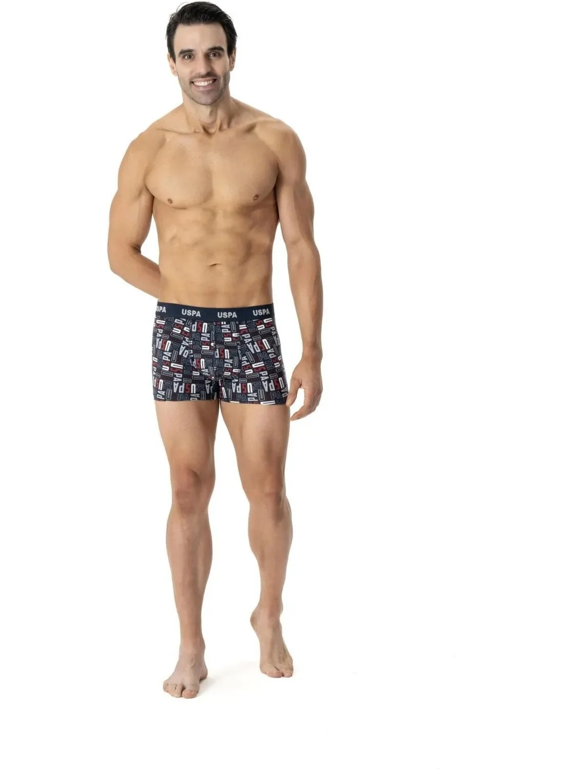 يو اس بولو اسن 80509 Men's Cotton 3-Pack Boxer-Saxe-navy-printed