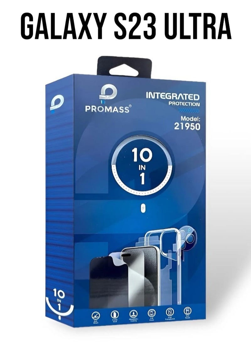 PROMASS The new comprehensive protection package for Galaxy S23 Ultra, a package with a new look and complete protection for your phone, with a case that supports wireless charging, MageSafe, from Promas (10in1) - Image 1