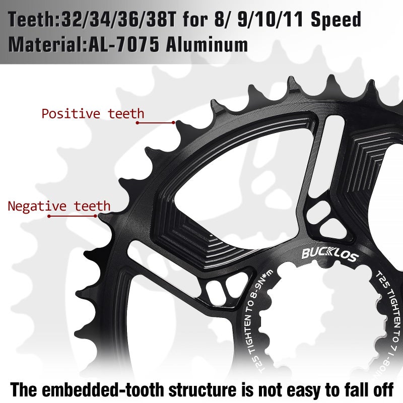 BUCKLOS 170/175mm Mountain Bike Crankset - CNC MTB Hollowtech Direct Mount Single Speed Cranksets, Bicycle Crank Set with 32/34/36/38T Narrow Wide Tooth Chainring for 9/10/11/12 Speeds - Image 4