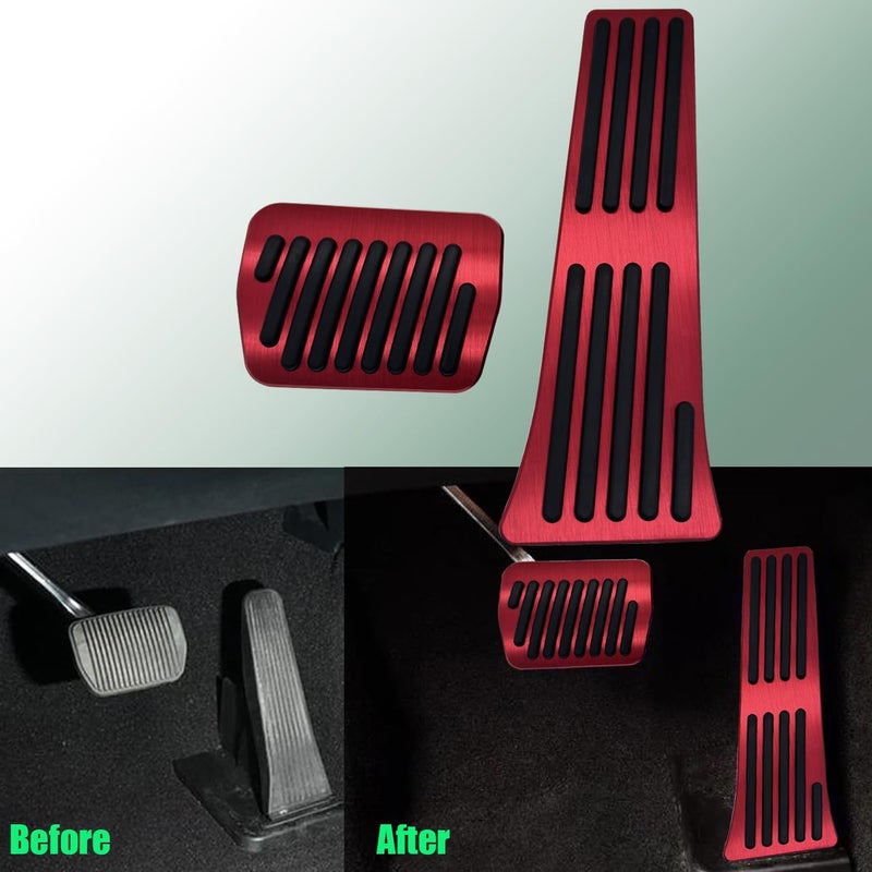 Rxmgf Brake Foot Rest and Gas Accelerator Pedal Cover Set for Ford Explorer 2020-2023 (Red) - Image 2