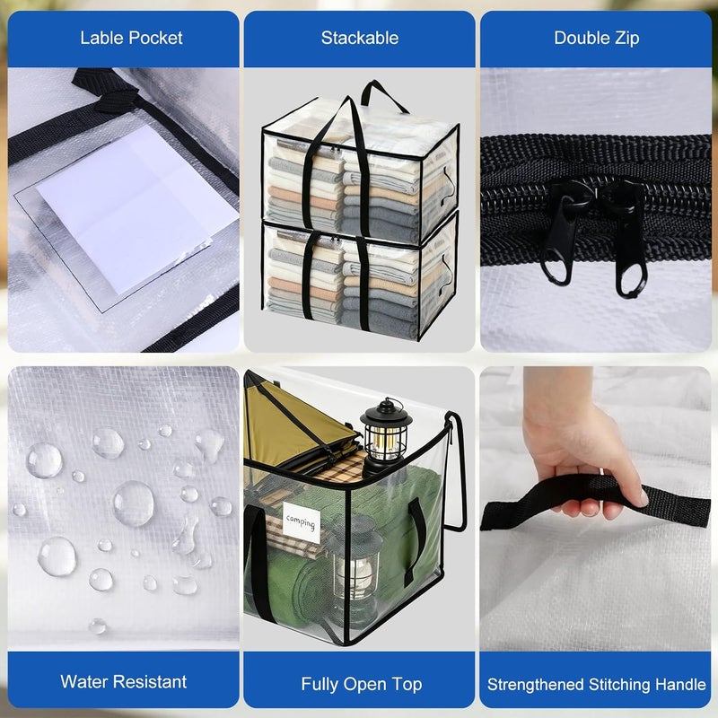 SDLDEER Moving Boxes 90L Clear Packing Boxes with Zippered Lids and Handles for Clothes, Travel, Camping Storage, Reusable Vacuum Storage Bags (4) - Image 4