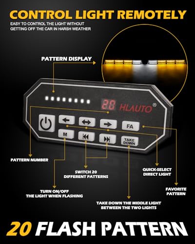 HLauto 604N Emergency Dash Strobe Lights: 2x16.8 inch Amber Security Light w/Take Down, 48 LED Safety Flashing Warning Hazard Interior Windshield Visor Light Bar for Trucks Vehicles - Image 4
