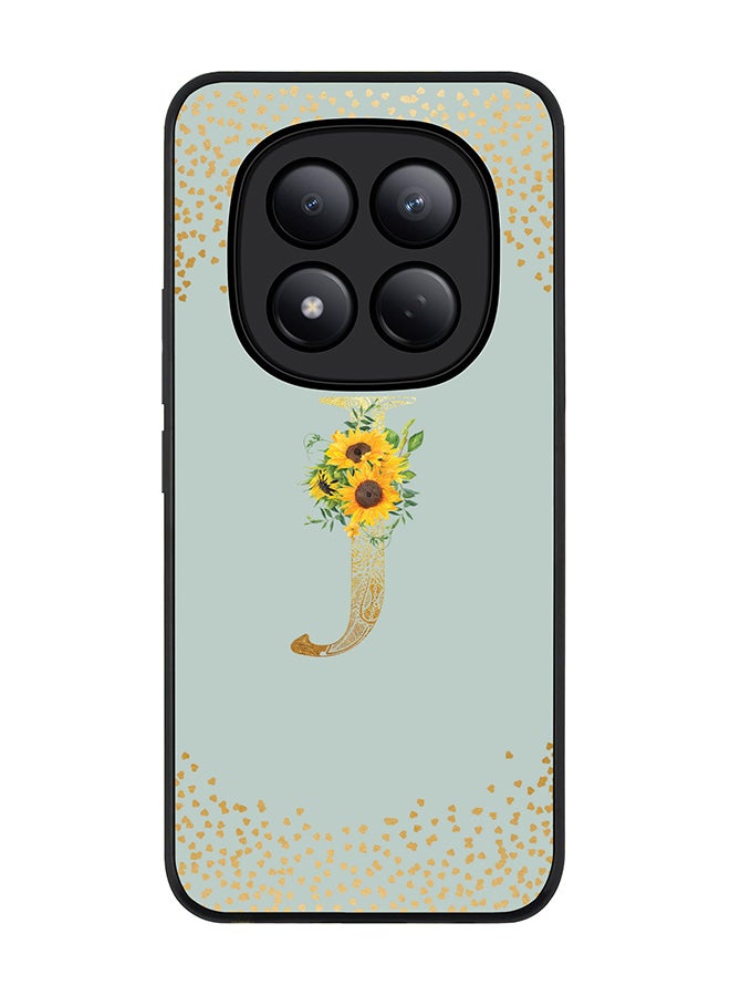 For Xiaomi Redmi Note 15 Pro 4G Case,Slim fit Camera Protection, Shockproof Thin Phone cover  - Custom Floral Monogram - J  (Light Grey )