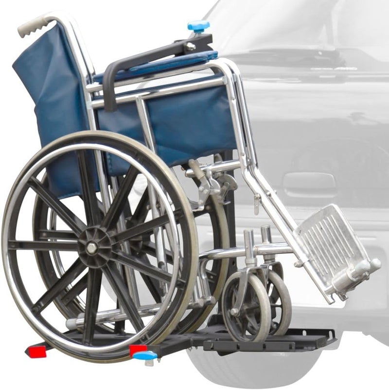 Silver Spring Foldable Manual Wheelchair Carrier Platform with Hitch Ball Mount, and Tilt Feature for Easy Roll-On Loading, 100 lb. Weight Capacity - Image 1