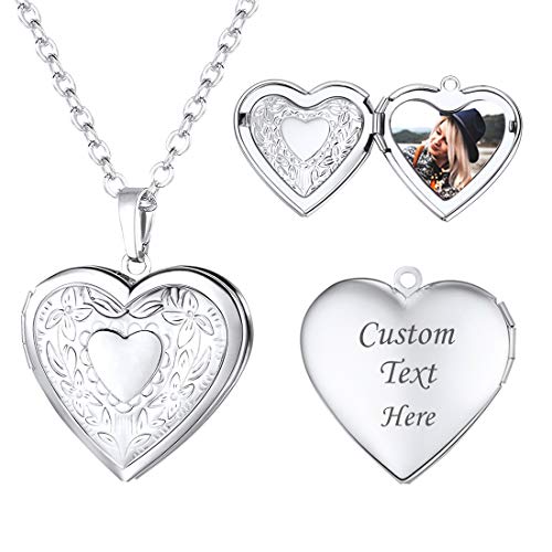 U7 Platinum Plated Charm Necklaces Heart Pendant Photo Locket Necklace for Women - Image 1