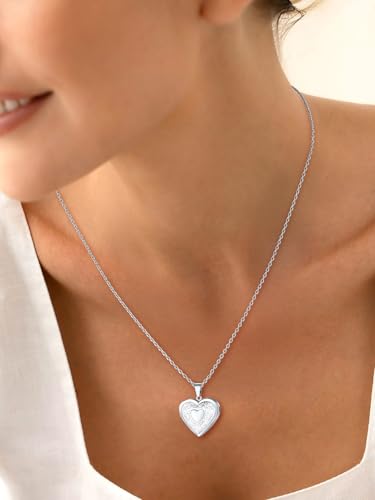 U7 Platinum Plated Charm Necklaces Heart Pendant Photo Locket Necklace for Women - Image 3