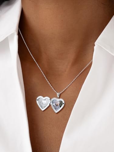 U7 Platinum Plated Charm Necklaces Heart Pendant Photo Locket Necklace for Women - Image 2
