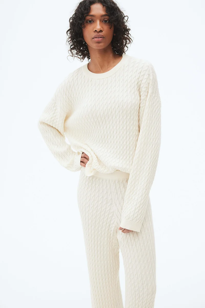 H&M Cable-knit cashmere-blend trousers