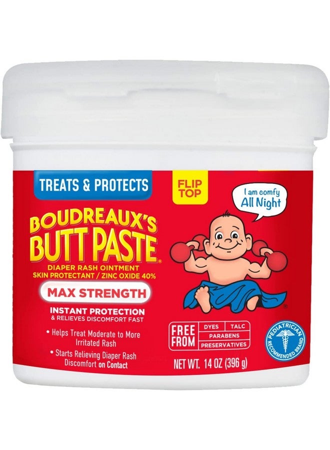 Boudreaux's Butt Paste Maximum Strength Diaper Rash Cream, Ointment For Baby, 14 Oz Flip-Top Jar (Pack Of 4) - Image 1