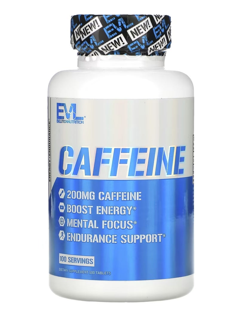 EVLUTION NUTRITION Caffeine, 200 mg, 100 Tablets