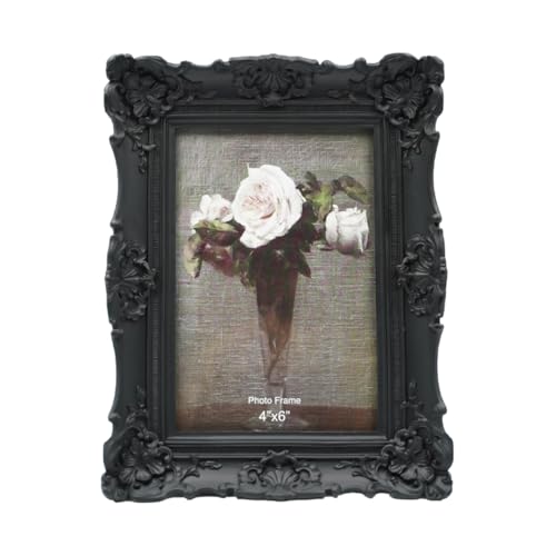 CISOO 4x6 Vintage Picture Frame Antique Ornate Black Photo Frame for Table Top and Wall Display Decorative Floral Design Retro Home Decor Photo Gallery Art - Image 1