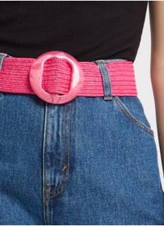 Ginger Acrylic  Buckle Raffia Belt  - Image 4