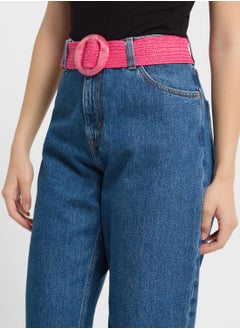 Ginger Acrylic  Buckle Raffia Belt  - Image 3