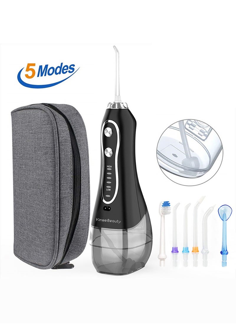 KinseiBeauty Water Dental Flosser for Teeth Cleaning, Dental Oral Irrigator with 5 Modes, 5 Jet Nozzles, 1 Toothbrush Head,  IPX7 Waterproof, 300ML Water Tank  - Image 1