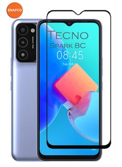 NAFCO For Tecno Spark 8C - Full Glue Tempered Glass Screen Protector - Advanced Border-Less Full Edge to Edge ,Shatterproof , High Responsiveness , Higher Transparency , Quick to Install ,Anti-scratch and Bubble-free Screen Protector - Black  - Image 1