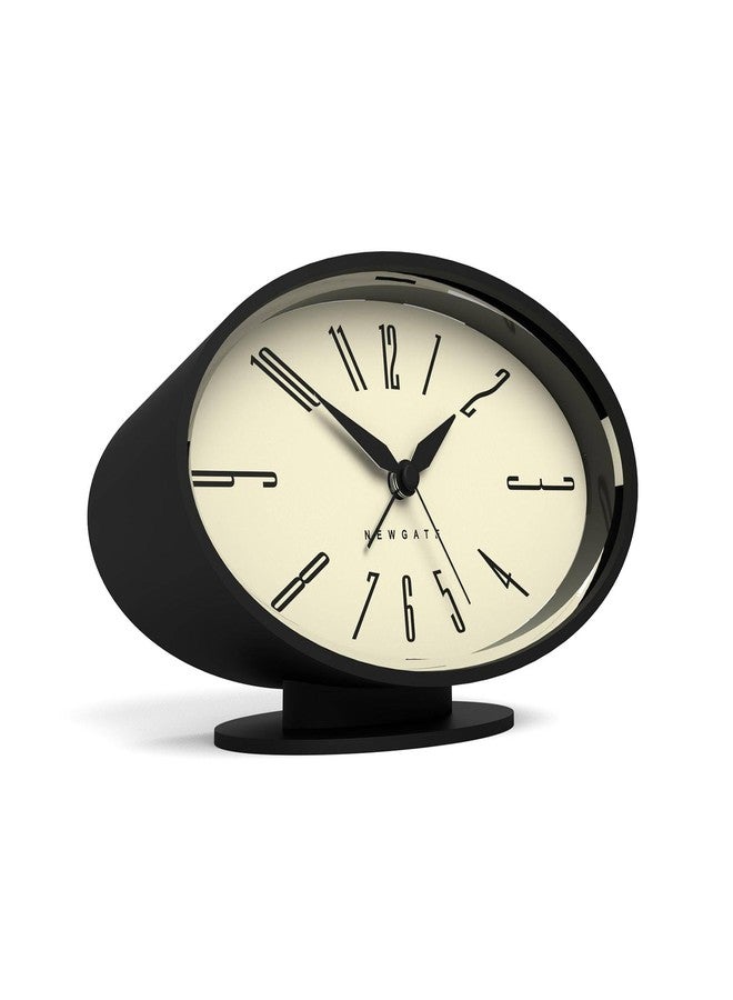 NEWGATE® Ronnie Alarm Clock | Oval Retro Design | Black Soft Rubberised Finish | Ideal for Bedside, Desk or Shelf | Modern, Retro mid-Century Bedroom & Office Accessory - Image 1