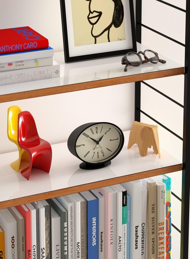 NEWGATE® Ronnie Alarm Clock | Oval Retro Design | Black Soft Rubberised Finish | Ideal for Bedside, Desk or Shelf | Modern, Retro mid-Century Bedroom & Office Accessory - Image 4