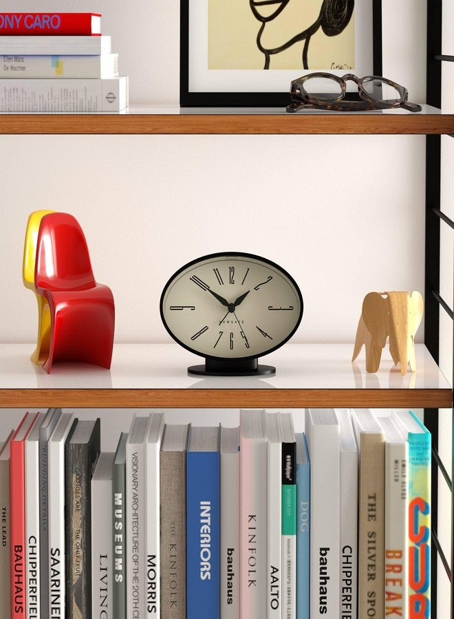 NEWGATE® Ronnie Alarm Clock | Oval Retro Design | Black Soft Rubberised Finish | Ideal for Bedside, Desk or Shelf | Modern, Retro mid-Century Bedroom & Office Accessory - Image 2