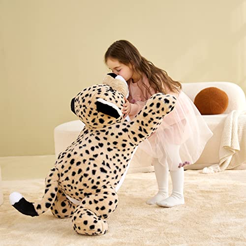 IKASA Giant Cheetah Stuffed Animal Plush Toy,Large Leopard Cute Jumbo Soft Toys,Huge Big Size Plushy Plushie,Gifts for Kids (Brown, 30 inches) - Image 3