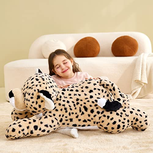 IKASA Giant Cheetah Stuffed Animal Plush Toy,Large Leopard Cute Jumbo Soft Toys,Huge Big Size Plushy Plushie,Gifts for Kids (Brown, 30 inches) - Image 4