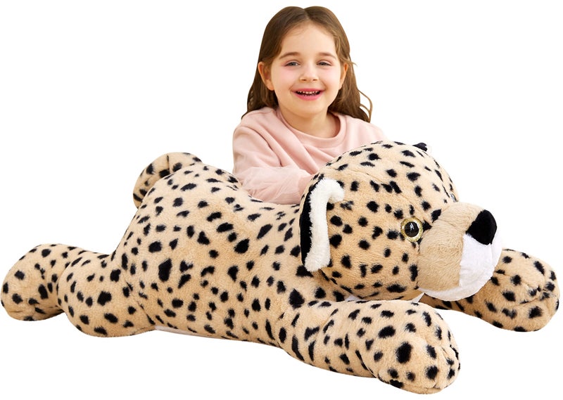IKASA Giant Cheetah Stuffed Animal Plush Toy,Large Leopard Cute Jumbo Soft Toys,Huge Big Size Plushy Plushie,Gifts for Kids (Brown, 30 inches) - Image 1
