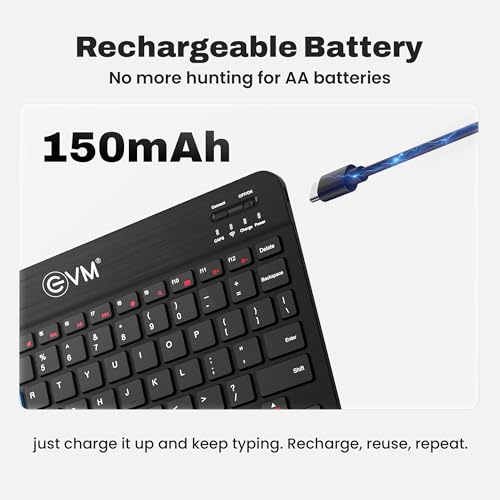 EVM Bluetooth Wireless Keyboard | Multi-Device Support | Slim Portable Type-C Rechargeable | for Windows Mac Android iPad Laptop Phone | 1 Year Warranty (WLKM) - Image 3