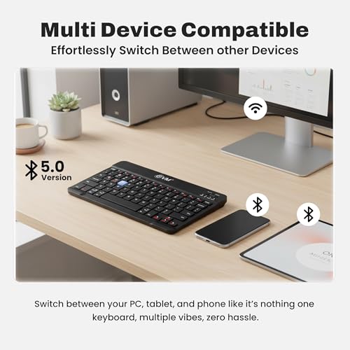 EVM Bluetooth Wireless Keyboard | Multi-Device Support | Slim Portable Type-C Rechargeable | for Windows Mac Android iPad Laptop Phone | 1 Year Warranty (WLKM) - Image 2