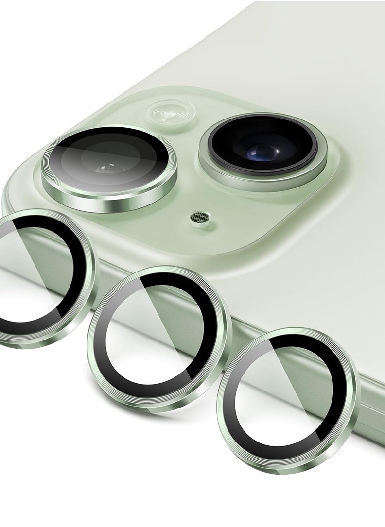 Theodor Pack of 2 Camera Lens Protectors for iPhone 15/15 Plus and 14/14Plus, Armorite Individual Lens Protectors, Scratch-Resistant Ultra-thin Tempered Glass with Aluminum Edging, (Green)  - Image 1