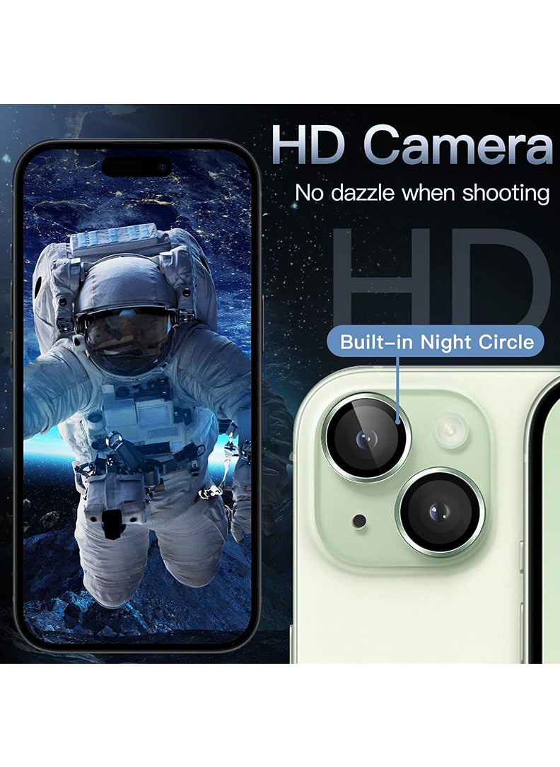 Theodor Pack of 2 Camera Lens Protectors for iPhone 15/15 Plus and 14/14Plus, Armorite Individual Lens Protectors, Scratch-Resistant Ultra-thin Tempered Glass with Aluminum Edging, (Green)  - Image 4