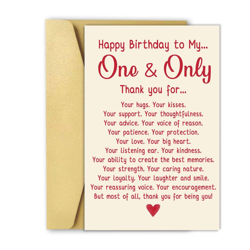 OJsensai Funny Birthday Card for Husband Wife, Romantic Birthday Gift Card for Women Men, Happy Birthday to My One & Only - Image 1