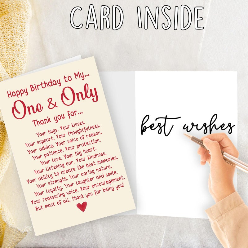 OJsensai Funny Birthday Card for Husband Wife, Romantic Birthday Gift Card for Women Men, Happy Birthday to My One & Only - Image 5