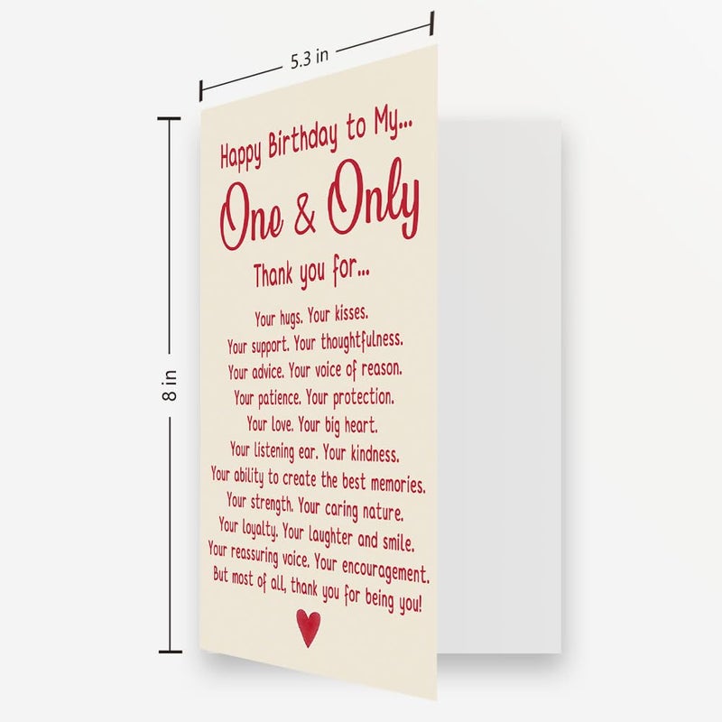 OJsensai Funny Birthday Card for Husband Wife, Romantic Birthday Gift Card for Women Men, Happy Birthday to My One & Only - Image 2