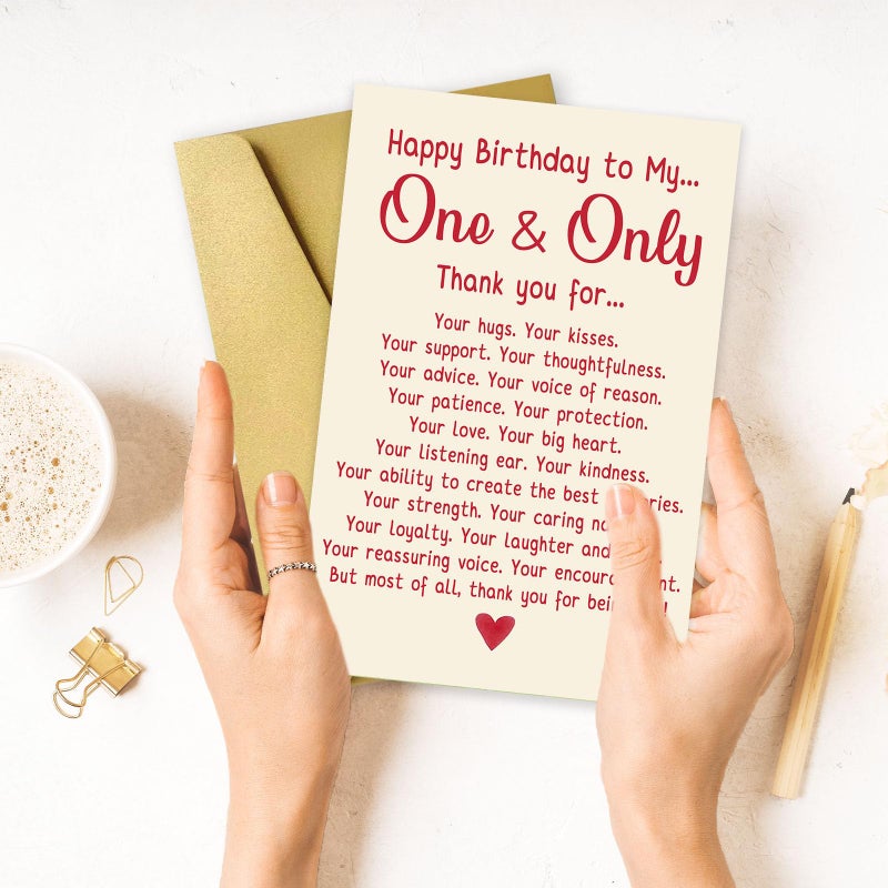 OJsensai Funny Birthday Card for Husband Wife, Romantic Birthday Gift Card for Women Men, Happy Birthday to My One & Only - Image 4