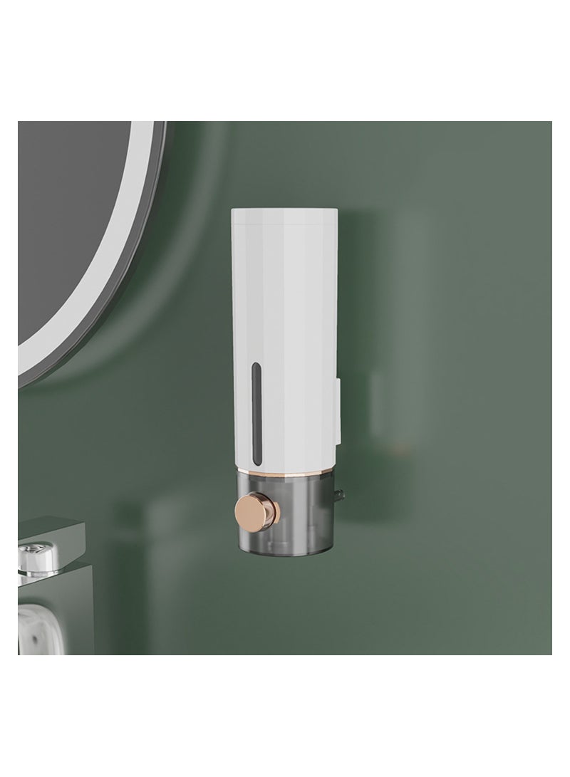 SYOSI Wall-Mounted Shower Soap Dispenser Large Capacity 450ml Manual Refillable Hand Dish Soap Dispenser for Bathroom Kitchen Home Office Hotel, No Drilling (White)  - Image 2