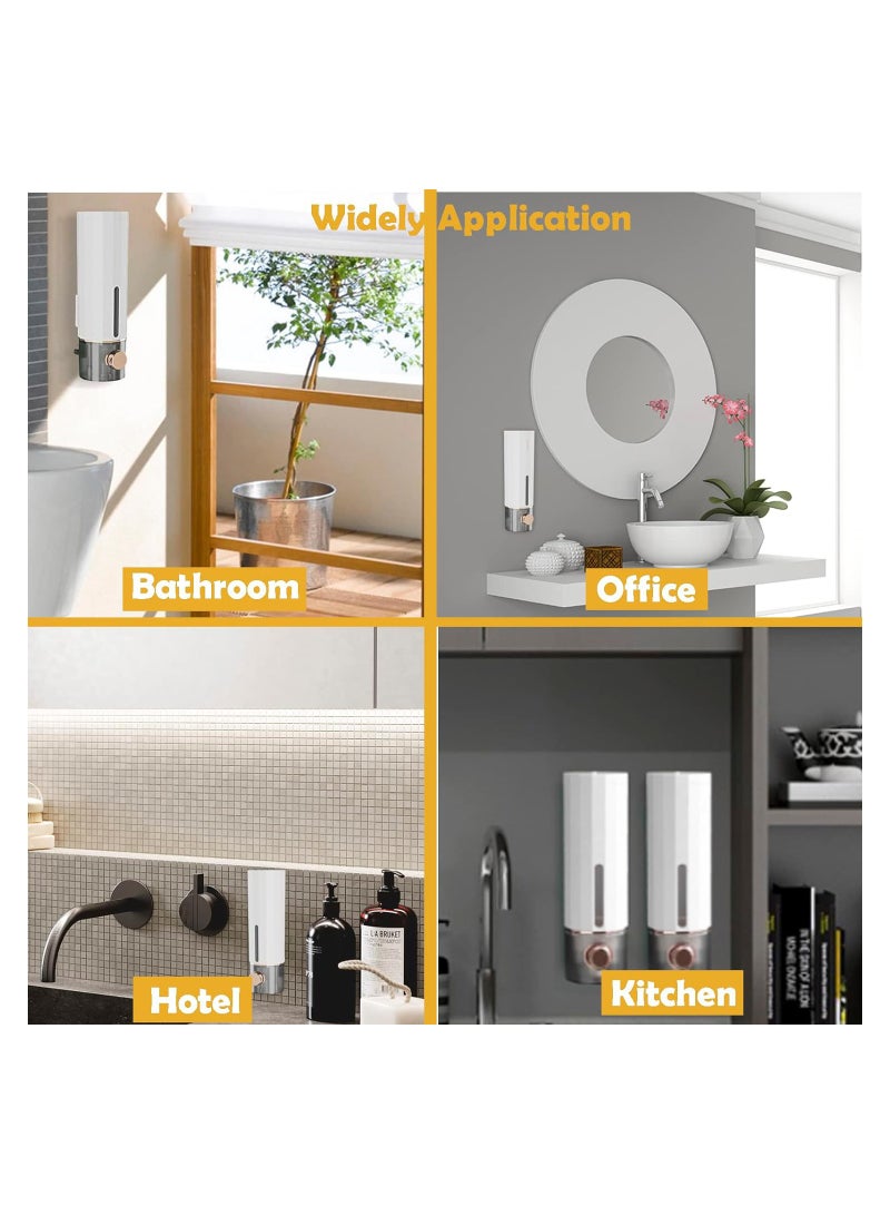 SYOSI Wall-Mounted Shower Soap Dispenser Large Capacity 450ml Manual Refillable Hand Dish Soap Dispenser for Bathroom Kitchen Home Office Hotel, No Drilling (White)  - Image 5