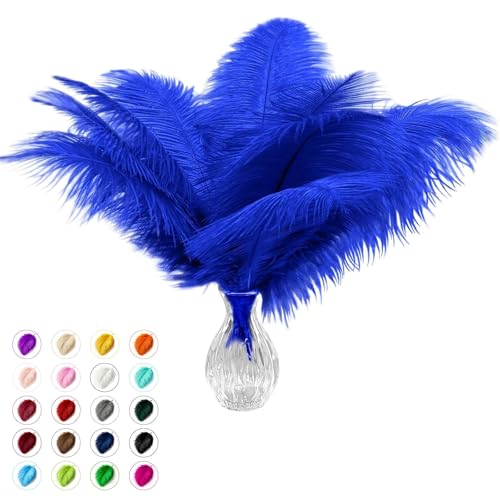 Piokio 20 pcs Blue Ostrich Feathers Plumes 6-8 inch(15-20 cm) Bulk for DIY Clothes, Feather Pens, Dream Catcher, Gatsby Decorations - Image 1