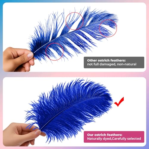 Piokio 20 pcs Blue Ostrich Feathers Plumes 6-8 inch(15-20 cm) Bulk for DIY Clothes, Feather Pens, Dream Catcher, Gatsby Decorations - Image 3