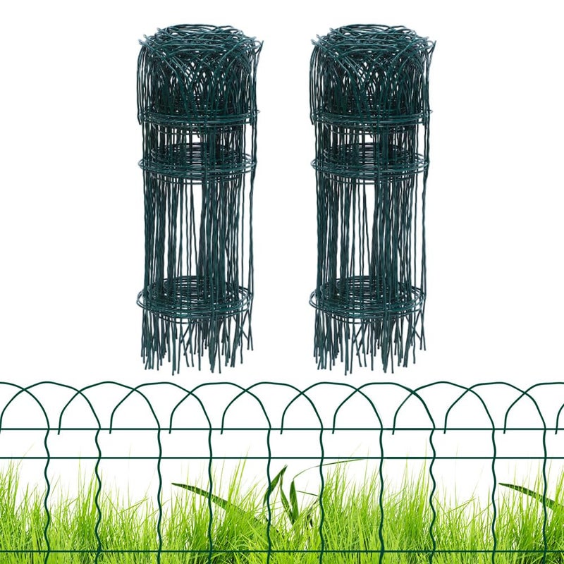 PROWORX 2 Rolls Green Garden Fence Border, 14 in x 40 ft Metal Folding Fence Wire Roll Garden Border Edging, Garden Fence Roll Flower Bed Fencing for Outdoor Yard - Image 1