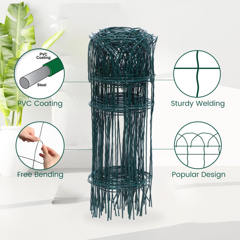 PROWORX 2 Rolls Green Garden Fence Border, 14 in x 40 ft Metal Folding Fence Wire Roll Garden Border Edging, Garden Fence Roll Flower Bed Fencing for Outdoor Yard - Image 5