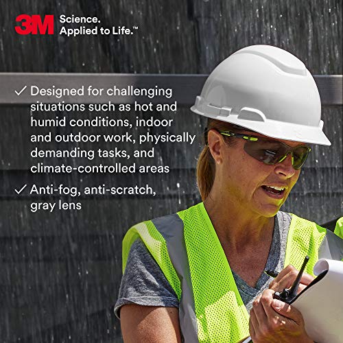 3M Safety Glasses, Solus 1000, S1202SGAF, ANSI Z87, Scotchgard Anti-Fog, Gray Lens, Green/Black Frame, Padded Temple, Soft Nosebridge, UV Protection, Premium Eye Protection - Image 4