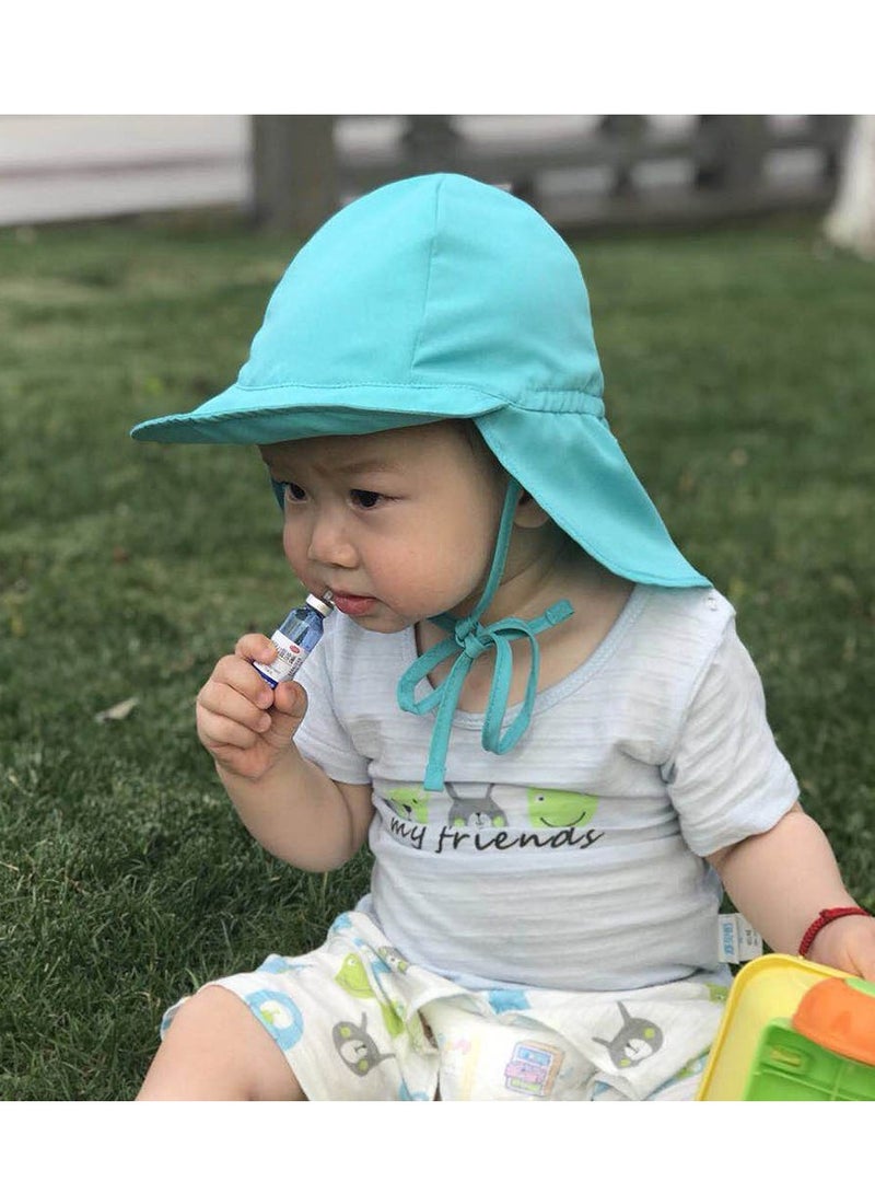 Kids UV Protection Sun Hat Toddler Summer Beach Wide Brim Hat,Green,L - Image 1