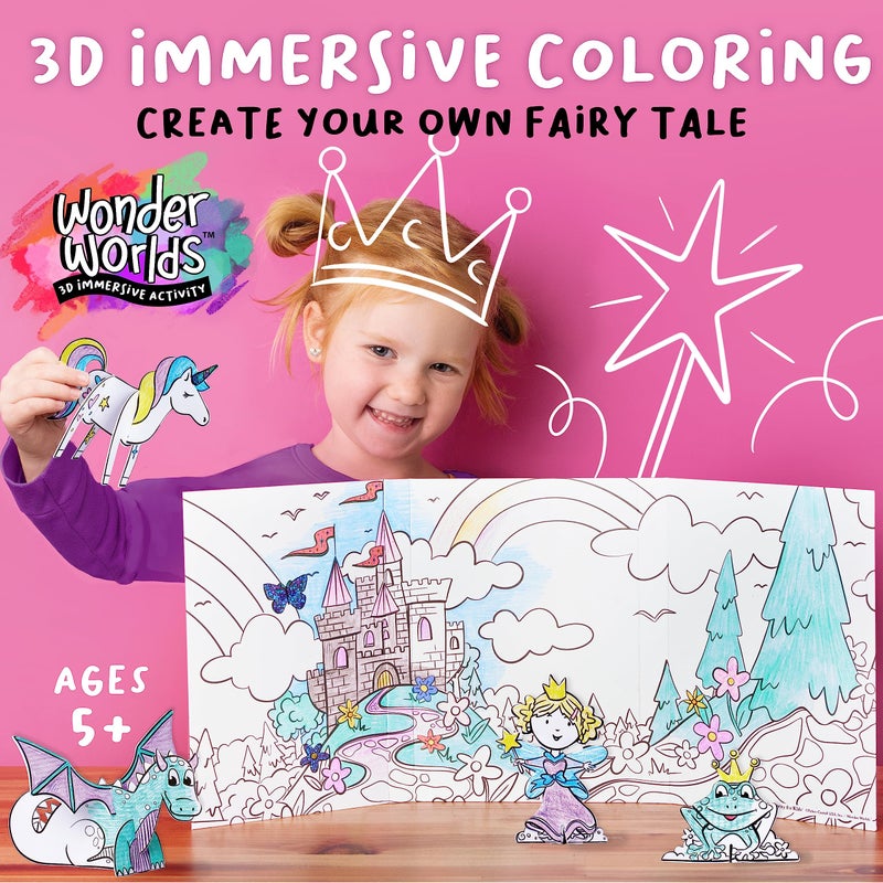 Creativity for Kids Wonder Worlds 3D Coloring Book: Fairy Tale - Unicorn and Princess Kids Coloring Art Set, Boys and Girls Gifts Ages 5-8+ - Image 2